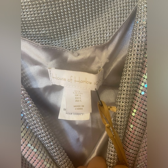 House of Harlow rhinestone mini dress NWT sz L metallic disco ball holiday final - Picture 2 of 9